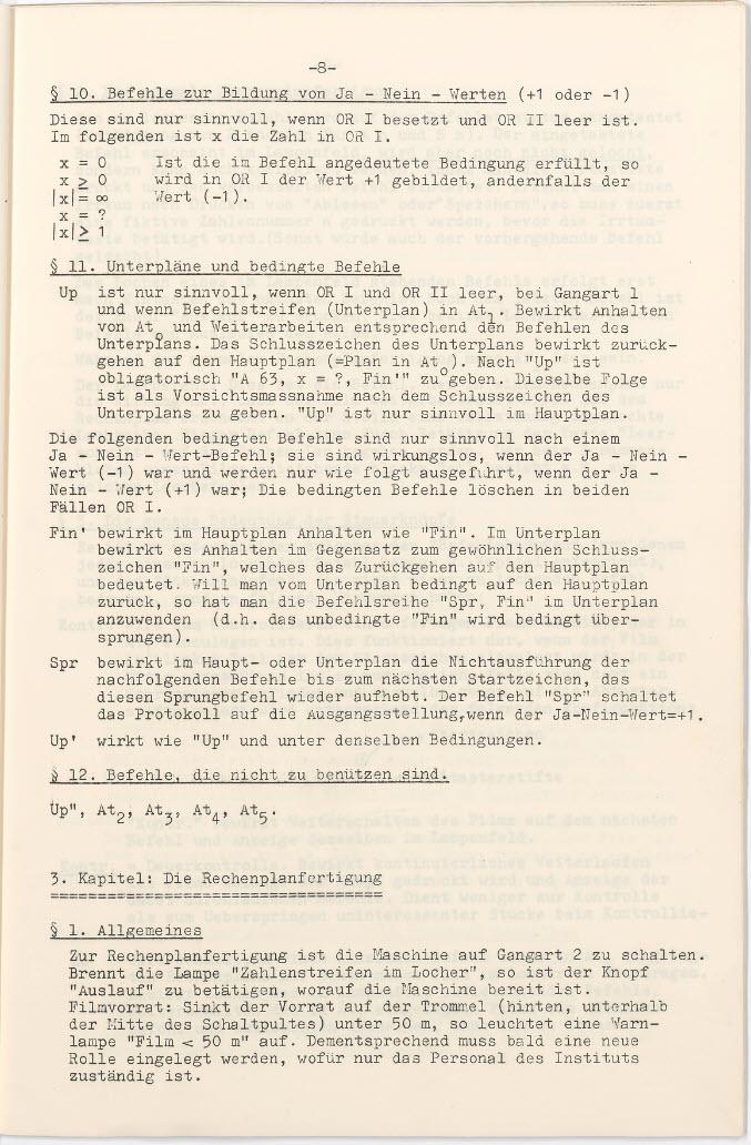 Seite 8 des Manuals mit Sprung zwischen Haupt- und Unterprogramm.