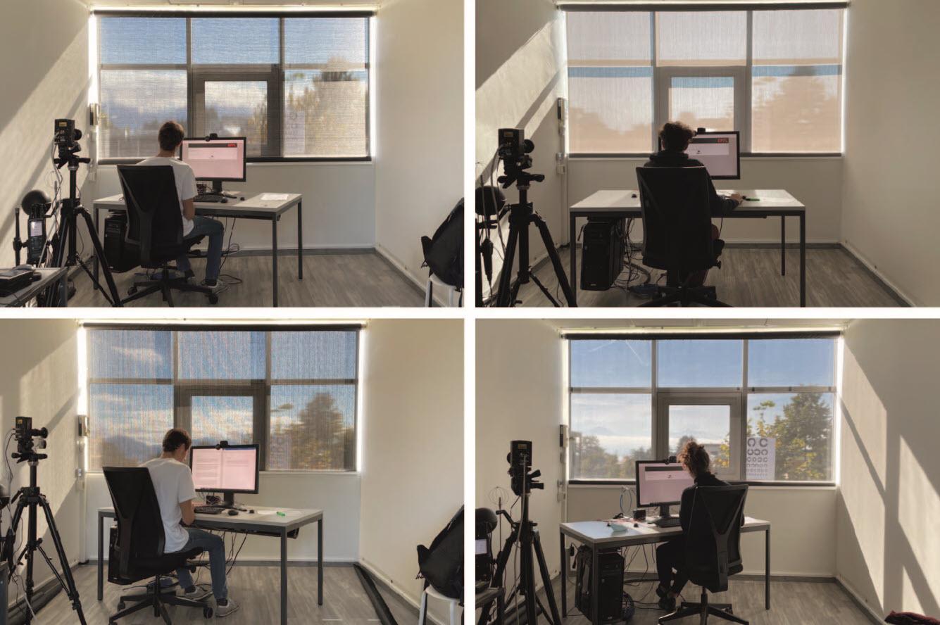 Extraits d’expériences sur l'éblouissement d'inconfort et l'appréciation de la vue en fonction de la transmission visuelle des tissus d'ombrage.