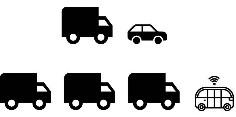 <b>Figure 3</b> Illustration du «platooning» ou déplacement de camions en peloton.